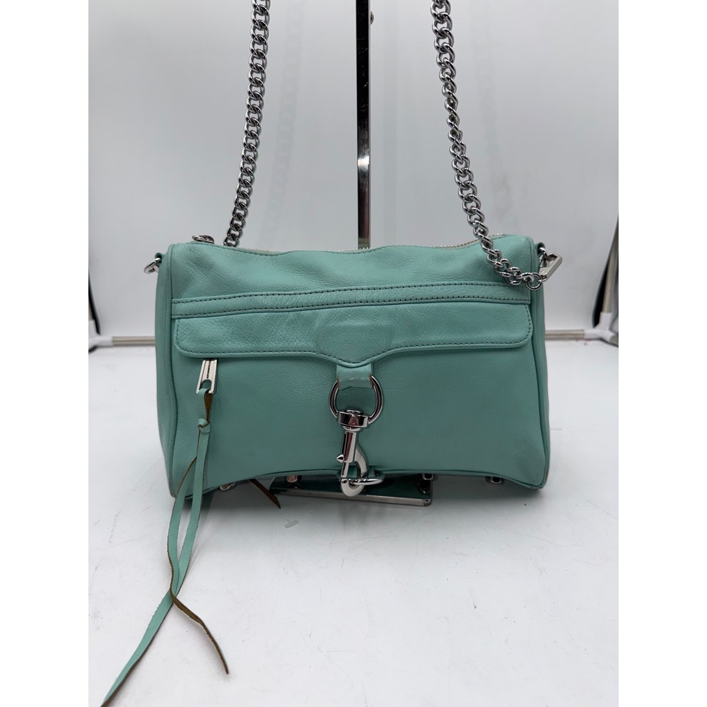 Rebecca Minkoff MAB Crossbody Bag Aqua Seafoam Green Leather Silver Hardware